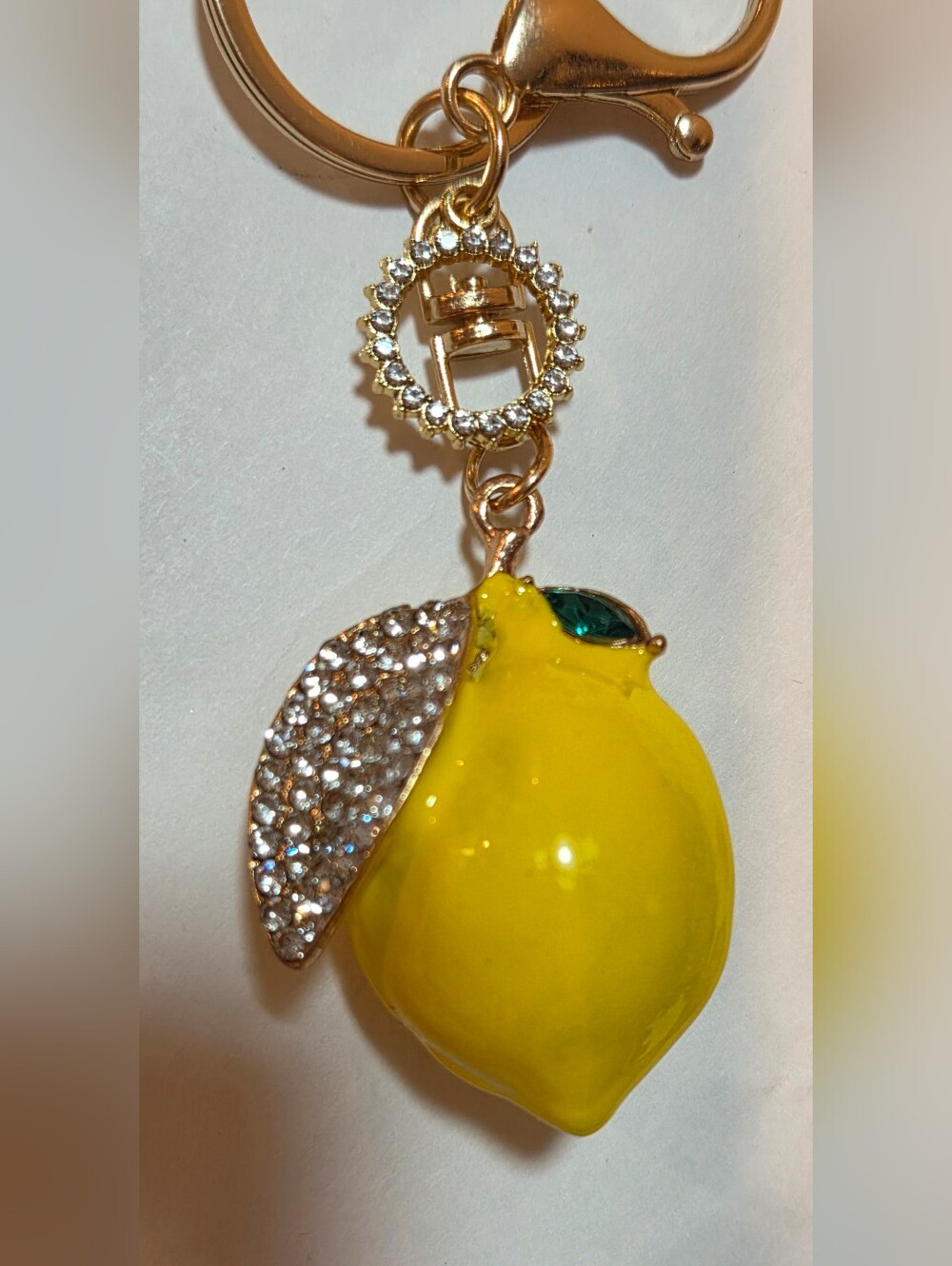 🍋Bright Yellow Lemon Purse Charm • White Daisy Floral Leather Tassel Keychain - Picture 12 of 16